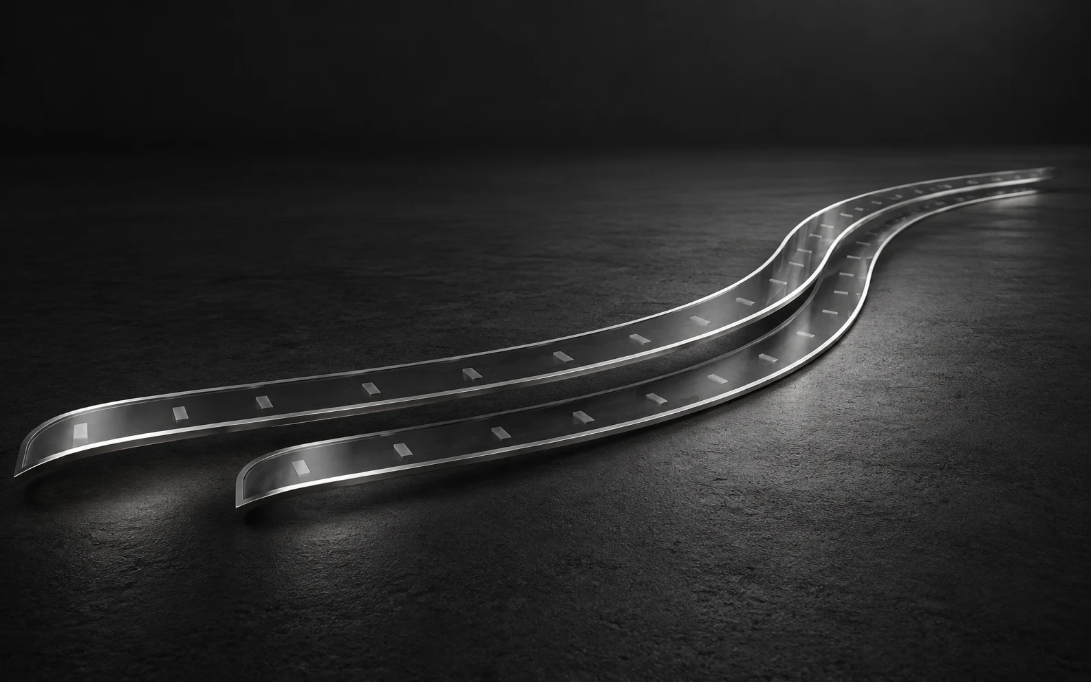 Two precision glass and silver paths, offset to express successive order waves